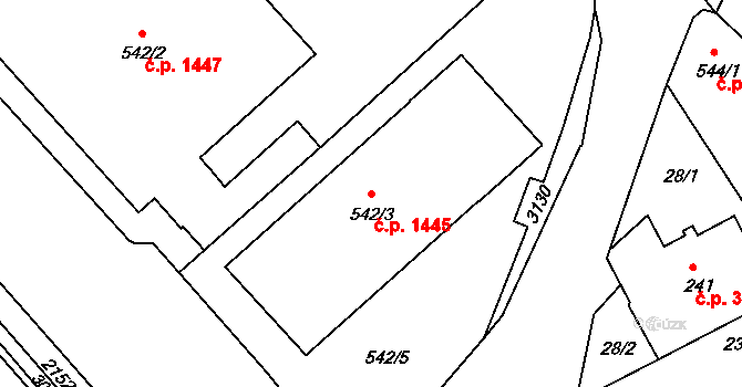 Ústí nad Orlicí 1445 na parcele st. 542/3 v KÚ Ústí nad Orlicí, Katastrální mapa