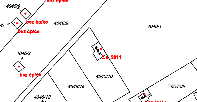 Teplice 2011 na parcele st. 4046/30 v KÚ Teplice, Katastrální mapa
