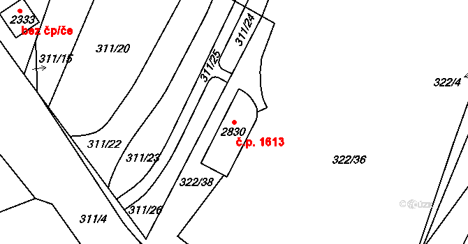 Přelouč 1613 na parcele st. 2830 v KÚ Přelouč, Katastrální mapa