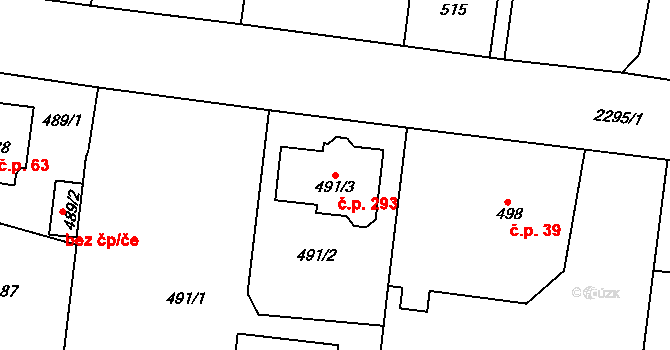 Malé Předměstí 293, Horšovský Týn na parcele st. 491/3 v KÚ Horšovský Týn, Katastrální mapa