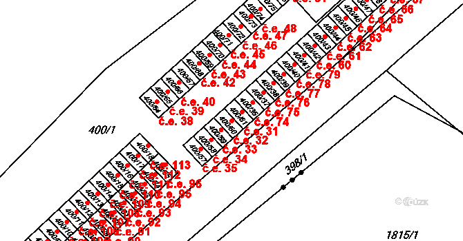 Vysokov 32 na parcele st. 400/60 v KÚ Vysokov, Katastrální mapa