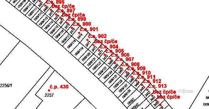 Kopřivnice 905 na parcele st. 3470 v KÚ Kopřivnice, Katastrální mapa
