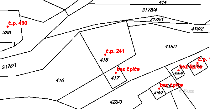 Polanka nad Odrou 241, Ostrava na parcele st. 415 v KÚ Polanka nad Odrou, Katastrální mapa