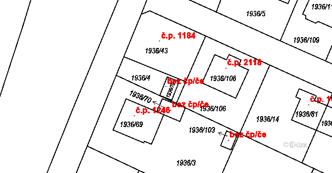 Benešov 39324711 na parcele st. 1936/79 v KÚ Benešov u Prahy, Katastrální mapa
