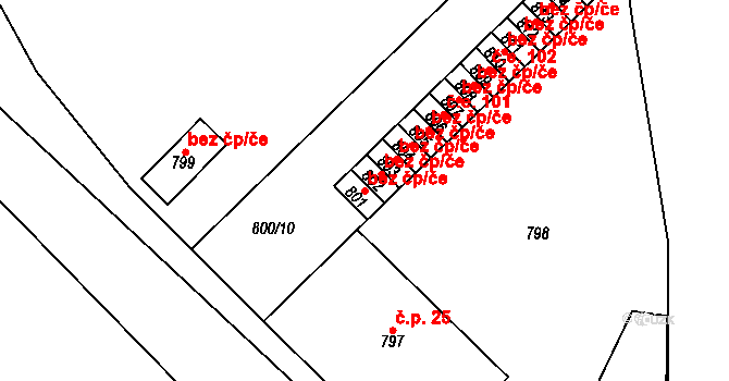 Pohořelice 40639711 na parcele st. 801 v KÚ Pohořelice nad Jihlavou, Katastrální mapa