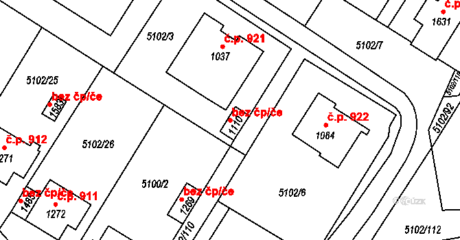 Hrušovany nad Jevišovkou 40961711 na parcele st. 1110 v KÚ Hrušovany nad Jevišovkou, Katastrální mapa