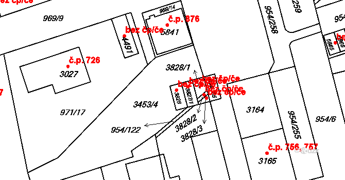 Klatovy 41707711 na parcele st. 3826 v KÚ Klatovy, Katastrální mapa