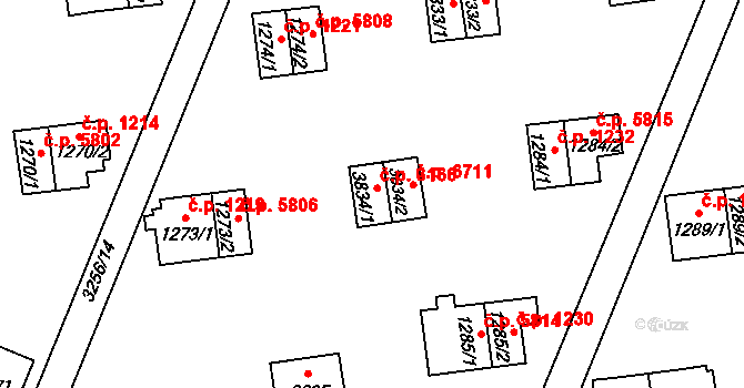 Zlín 3166 na parcele st. 3834/1 v KÚ Zlín, Katastrální mapa
