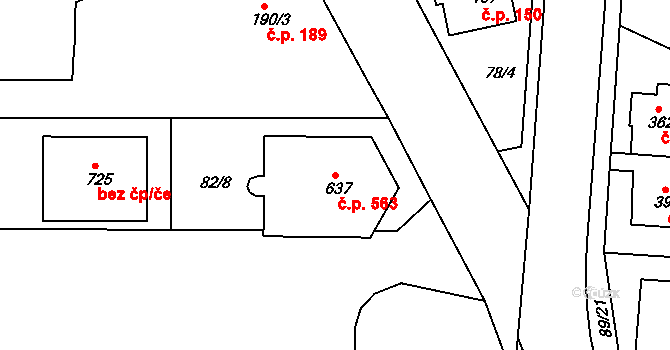 Litol 563, Lysá nad Labem na parcele st. 637 v KÚ Litol, Katastrální mapa