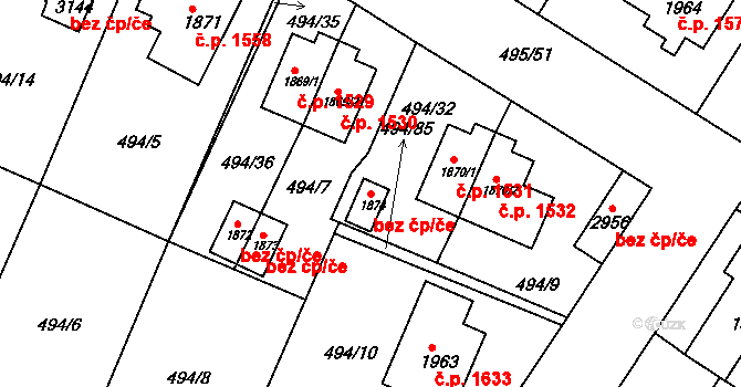 Lysá nad Labem 43414711 na parcele st. 1874 v KÚ Lysá nad Labem, Katastrální mapa