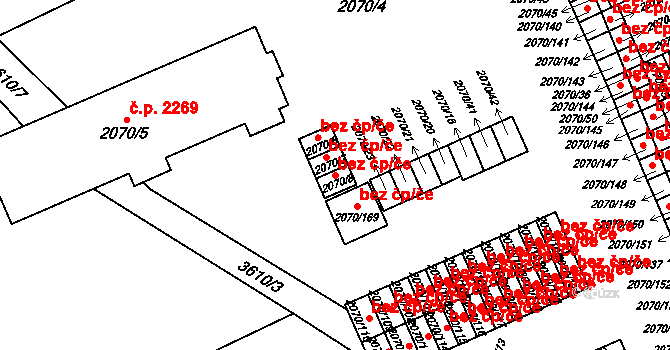 Ostrava 43874711 na parcele st. 2070/8 v KÚ Moravská Ostrava, Katastrální mapa