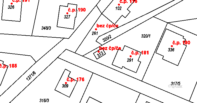 Horní Branná 44296711 na parcele st. 313 v KÚ Valteřice v Krkonoších, Katastrální mapa