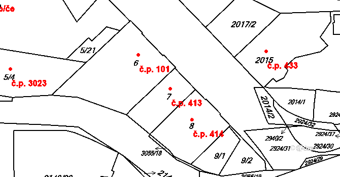 Předměstí 413, Opava na parcele st. 7 v KÚ Opava-Předměstí, Katastrální mapa