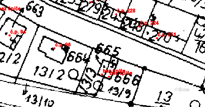Zlonice 45329711 na parcele st. 665 v KÚ Zlonice, Katastrální mapa