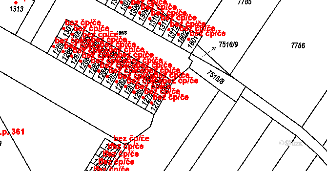 Telč 45833711 na parcele st. 1290 v KÚ Telč, Katastrální mapa