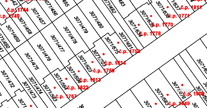 Hlučín 1814 na parcele st. 3071/723 v KÚ Hlučín, Katastrální mapa