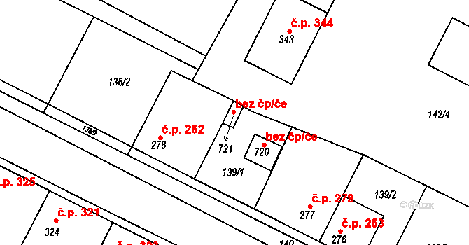 Dobroměřice 46252711 na parcele st. 721 v KÚ Dobroměřice, Katastrální mapa
