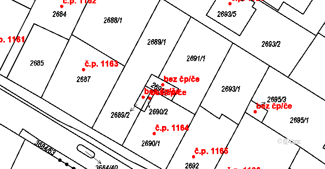 České Budějovice 46886711 na parcele st. 2691/2 v KÚ České Budějovice 5, Katastrální mapa