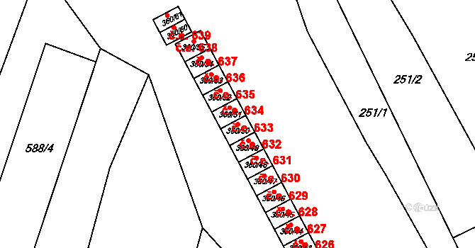 Sedlešovice 632, Nový Šaldorf-Sedlešovice na parcele st. 360/50 v KÚ Sedlešovice, Katastrální mapa