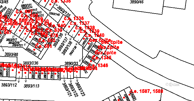 Jindřichův Hradec 47832711 na parcele st. 3890/29 v KÚ Jindřichův Hradec, Katastrální mapa