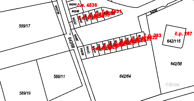 Svádov 4529, Ústí nad Labem na parcele st. 642/41 v KÚ Svádov, Katastrální mapa