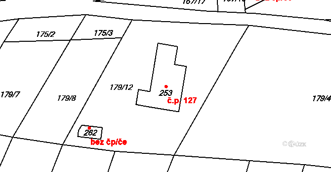 Černovír 127, Ústí nad Orlicí na parcele st. 253 v KÚ Černovír u Ústí nad Orlicí, Katastrální mapa
