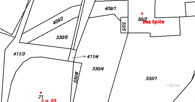 Klopina 53047711 na parcele st. 240 v KÚ Veleboř, Katastrální mapa