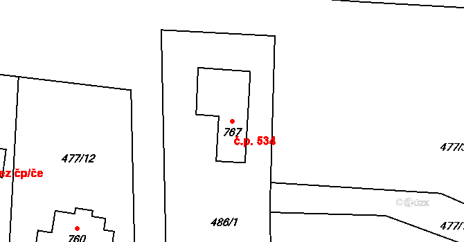 Dolní Podluží 534 na parcele st. 767 v KÚ Dolní Podluží, Katastrální mapa