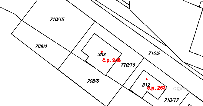 Drahlín 246 na parcele st. 303 v KÚ Drahlín, Katastrální mapa