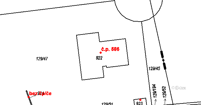 Osnice 586, Jesenice na parcele st. 922 v KÚ Osnice, Katastrální mapa