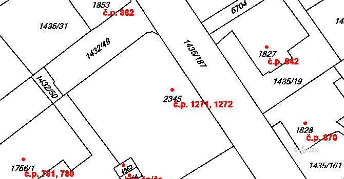 Beroun-Město 1271,1272, Beroun na parcele st. 2345 v KÚ Beroun, Katastrální mapa