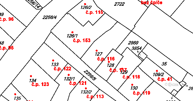 Sušice I 116, Sušice na parcele st. 127 v KÚ Sušice nad Otavou, Katastrální mapa