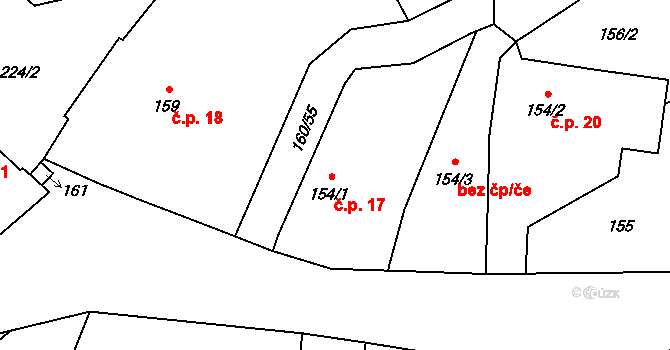Černčice 17 na parcele st. 154/1 v KÚ Černčice, Katastrální mapa