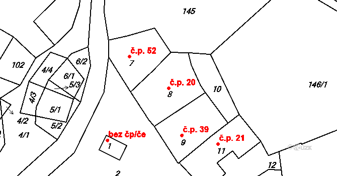 Sychotín 20, Kunštát na parcele st. 8 v KÚ Sychotín, Katastrální mapa