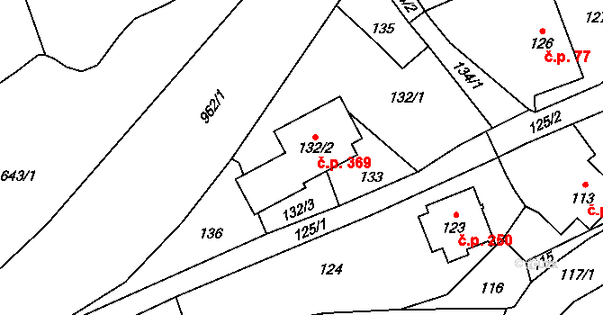 Plesná 369, Ostrava na parcele st. 132/2 v KÚ Stará Plesná, Katastrální mapa