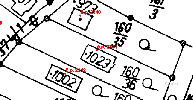 Podlusky 2341, Roudnice nad Labem na parcele st. 1023 v KÚ Podlusky, Katastrální mapa