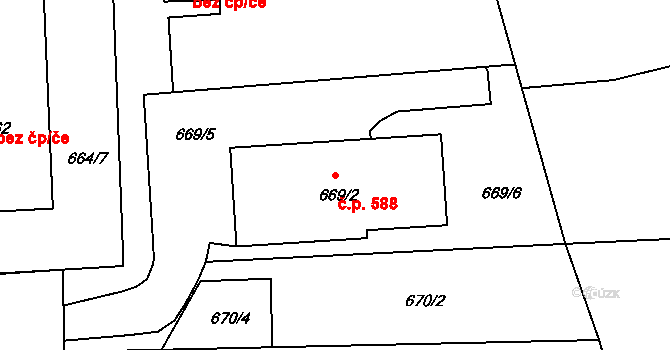 Šenov u Nového Jičína 588 na parcele st. 669/2 v KÚ Šenov u Nového Jičína, Katastrální mapa