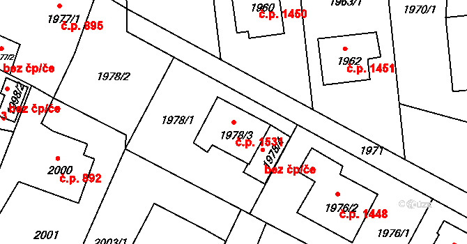 Příbor 1531 na parcele st. 1978/3 v KÚ Příbor, Katastrální mapa