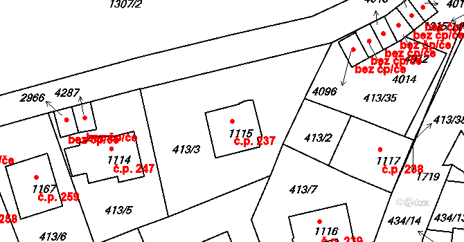 Horní Brána 237, Český Krumlov na parcele st. 1115 v KÚ Český Krumlov, Katastrální mapa