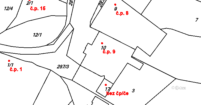 Dachov 9, Vlachovo Březí na parcele st. 10 v KÚ Dachov, Katastrální mapa