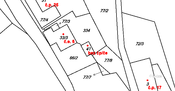 Čachrov 90484711 na parcele st. 41 v KÚ Březí u Čachrova, Katastrální mapa