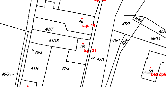 Charvatce 31, Libčeves na parcele st. 35 v KÚ Charvatce u Loun, Katastrální mapa