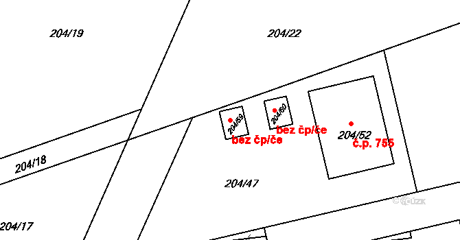 Brno 92414711 na parcele st. 204/59 v KÚ Horní Heršpice, Katastrální mapa