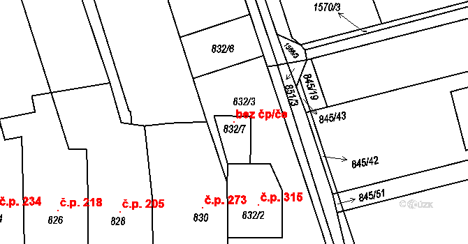 Sivice 93713711 na parcele st. 832/7 v KÚ Sivice, Katastrální mapa