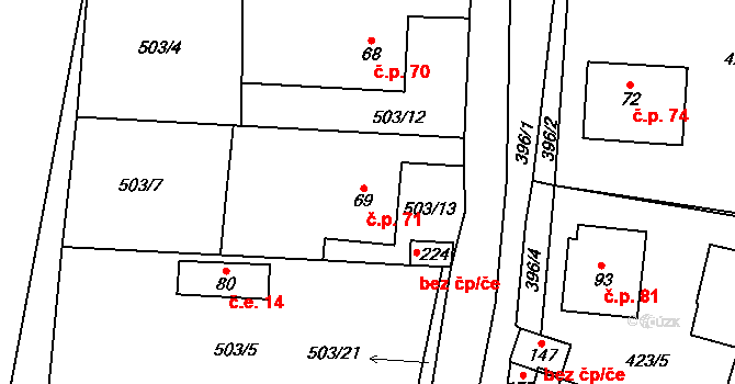 Termesivy 71, Havlíčkův Brod na parcele st. 69 v KÚ Termesivy, Katastrální mapa
