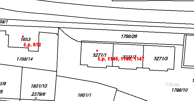 Havlíčkův Brod 1145,1146,1147 na parcele st. 3271/1 v KÚ Havlíčkův Brod, Katastrální mapa