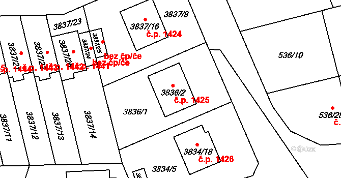 Chotěboř 1425 na parcele st. 3836/2 v KÚ Chotěboř, Katastrální mapa