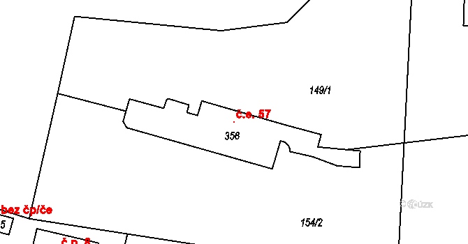 Vavřetice 57, Řehenice na parcele st. 356 v KÚ Babice u Řehenic, Katastrální mapa