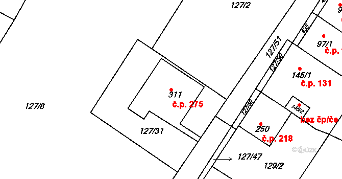 Albrechtice nad Orlicí 275 na parcele st. 311 v KÚ Albrechtice nad Orlicí, Katastrální mapa