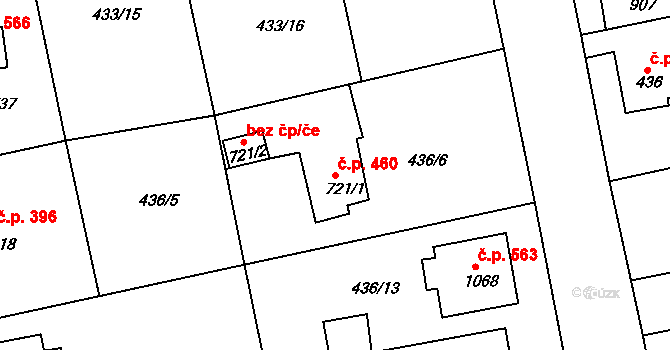 Šťáhlavy 460 na parcele st. 721/1 v KÚ Šťáhlavy, Katastrální mapa